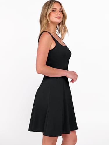 ANRABESS Women Summer Sleeveless Square Neck Cocktail Dress 2026 A-Line Casual Formal Beach Vacation Party Mini Dress Black X-Large - Thumbnail 5