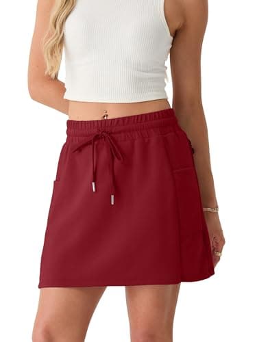 GRECERELLE Women Golf Skorts with 4 Pockets Mid-Rise Waist Athletic Skirt for Golf Tennis Workout(Wine Red,XX-Large) - Image 1