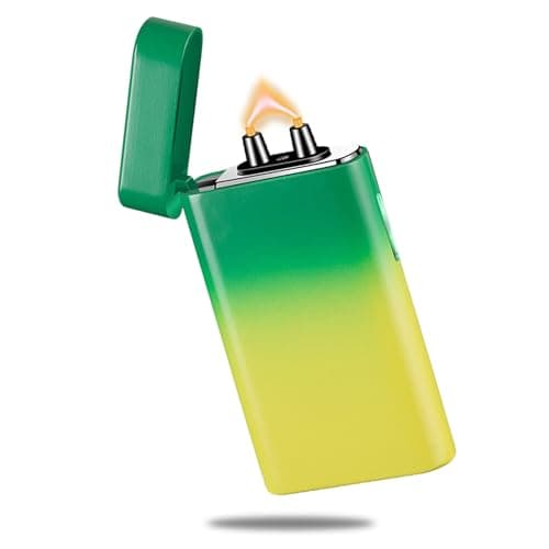 RSBYE Electric Lighter Rechargeable Arc Lighter USB C Electronic Plasma Lighters Metal Chargeable Lighters with LED Dazzling Power Display Design for Outdoor, Camping, BBQ (YellowGreen) - Image 1