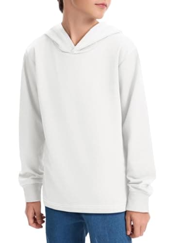 Humordream Boys Hoodie Sweatshirt Long Sleeve Loose Lightweight Kids Fashion Pullover 5-14 Years White - Image 1