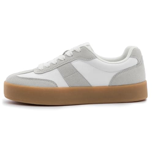 Rihero White Platform Sneakers for Women Comfortable Tennis Walking Shoes Non-Slip Fashion Casual Sneakers Size 7.5 - Thumbnail 2
