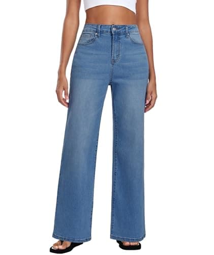 MARIASHA Jeans for Women New Flared Leg Stretch High Wasited Printed Pocket Pants Deep Blue S