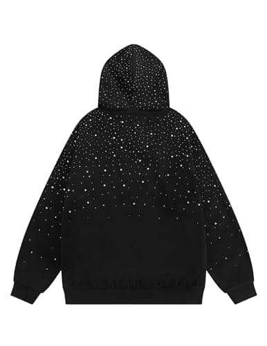 Aelfric Eden Rhinestone Hoodies Men Women Diamond Hooded Sweatshirt Fashion Luxury Casual Streetwear Unisex Hoodie Pullover Black XS - Thumbnail 6