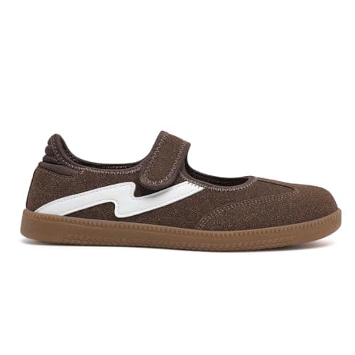 Foiola Womens Sneakers Casual Lightweight Tennis Shoes Slip on Footwear Women's Fashion Retro Sneakers for Dress Jeans Skirts Brown - Image 1