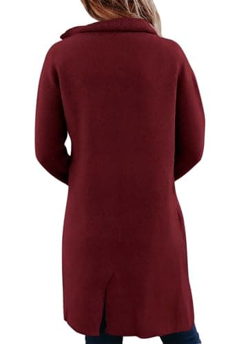 KIRUNDO Cardigan Sweaters for Women 2026 Fall Open Front Knit Sweater Jackets Business Casual Long Coatigan Winter Clothing(Wine Red, Small) - Thumbnail 2