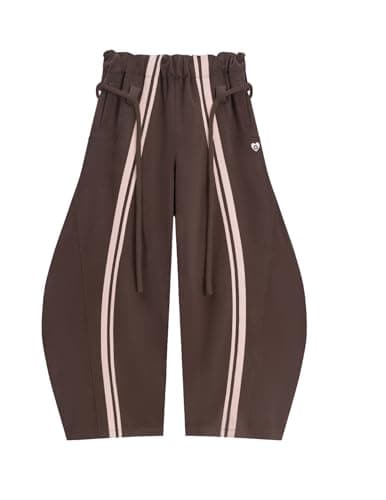 Aelfric Eden Stripe Super Baggy Sweatpants Oversized Barrel Pants Vintage Wide Leg Elastic Waist Lantern Trouser Unisex Brown X-Large - Image 1