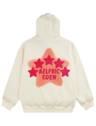 Aelfric Eden Graphic Hoodies for Men Y2K Printed Hoodie Sweatshirt Casual Oversized Long Sleeve Vintage Streetwear Hiphop Hooded Pullover Beige Medium - Thumbnail 3