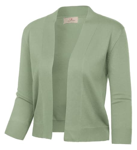 GRACE KARIN 3/4 Sleeve Green Cardigan for Women Lightweight Spring Cardigans 2026 Shrug Sweaters for Women Dresses 3XL - Image 1