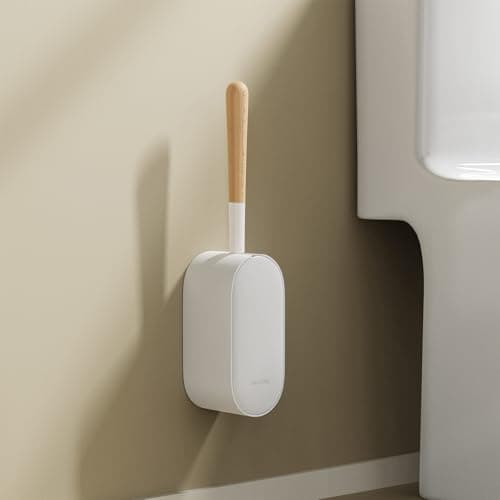 Toilet Cleaner Brush, Diveotree Toilet Brush and Holder for Dead Corner Cleaning, Wall Mounted Toilet Bowl Brush for Bathroom Decor, Toilet Scrubber Brush for Home/Hotel (White, Round-1pack) - Thumbnail 3