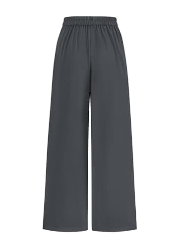 KIRUNDO Wide Leg Dress Pants for Women High Waisted Office Work Trousers Business Casual Slacks Button Flowy Palazzo Pant(Dark Grey, XX-Large) - Thumbnail 4