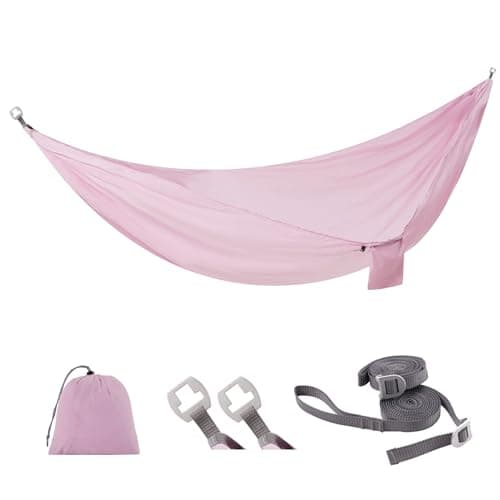 Sunyear Ultralight Camping Hammock (10 oz) - 20D Nylon, 600 lbs Capacity, Patent Quick-Adjust Buckles and 2x10 ft Tree Straps, 104" x 56", Backpacking, Hiking, Travel, Indoor/Outdoor - Image 1