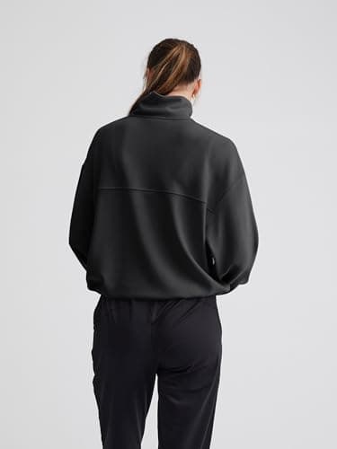 COCOMARTS Womens Sweatshirts Half Zip Pullover Drawstring Waist Sweaters Quarter Zipper Hoodies 2025 Fall Winter Fashion Clothes Outfit Black Small - Thumbnail 6