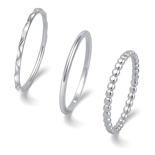 TLY Stackable Rings for Women Non Tarnish 18K Gold Silver Plated Dainty Stacking Rings Set Thumb Thin Cute Knuckle Pinky Finger Ring Promise Engagement Wedding Band Rings Size 5 6 7 8 9 10 Trendy Valentines Day Jewelry gifts for Women - Image 1