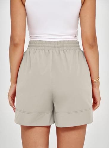 Dokotoo Athletic Shorts for Women White Running Workout Gym Womens Shorts High Waisted Causal Summer 2026 Beach Vacation Clothes Pockets Spring Elastic Quick Dry Size Medium Pants Hiking - Thumbnail 5