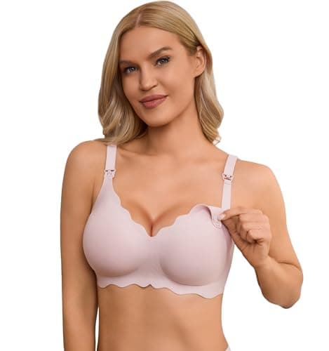 Nursing Bras Seamless Wireless Maternity Nursing Bra Soft Comfy Pregnancy Breastfeeding Sleep Bralette (Large Purple) - Image 1