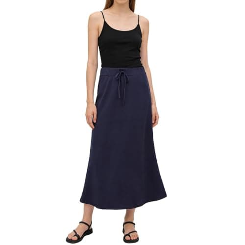 P Ammy Fashion Womens Plus Size Maxi Long Skirt Elastic High Waist Wrap Hip Comfy Flowy Skirts (US, Alpha, 3X-Large, Plus, Long, Blue) - Image 1