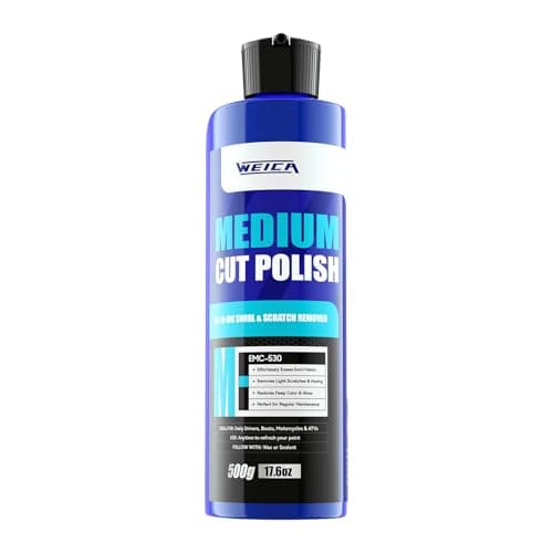 WEICA Medium Cut Polish - 17.6 Bottle for Swirl Marks & Light Scratch Removal - Safe Car Paint Polishing Compound - Use by Dual Action Polisher or Hand - All Clear Coats