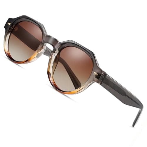 ROCKNIGHT HD Polarized Sunglasses Men UV Protection Anti Reflective Brown Gradient Sunglasses Durable Acetate Frame Travel Hiking Driving Sunglasses - Image 1