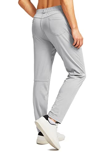 Men's Stretch Golf Pants with 6 Pockets Slim Fit Dress Pants for Men Travel Casual Work (Grey, S) - Thumbnail 4