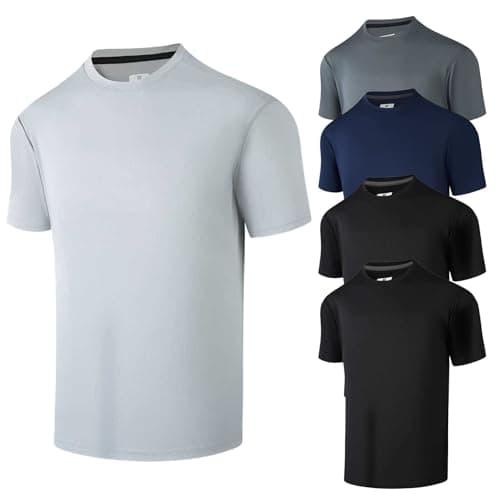Mens Athletic T Shirts,5 Packs Dry Fit Short Sleeve Running Gym Workout Tee Shirts for Men(Large) - Image 1