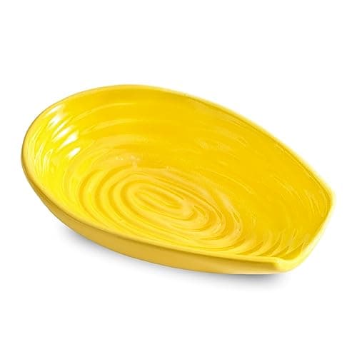 Hasense Spoon Rest for Kitchen Counter, Porcelain Spoon Holder for Stove Top, Cooking Utensil Rest Spoon Cradle for Spatula, Ladle, Tongs and Knife, Dishwasher Safe and Heat-Resistant, Yellow - Image 1