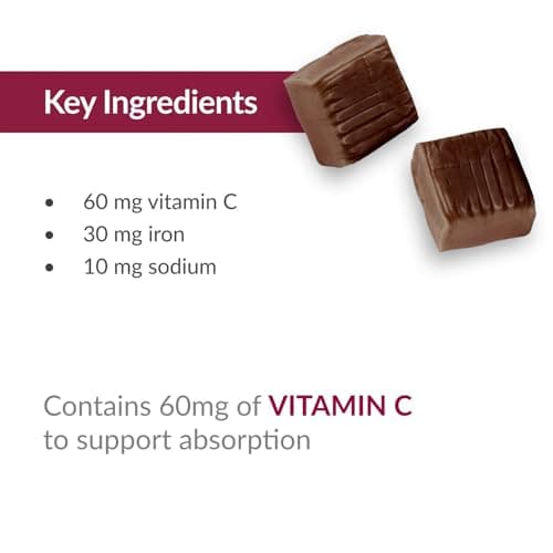 Bariatric Advantage Iron 30 mg Chewy Bite with Vitamin C - for Bariatric Patients - Sugar-Free - Chocolate Raspberry - 30 Count - Thumbnail 6