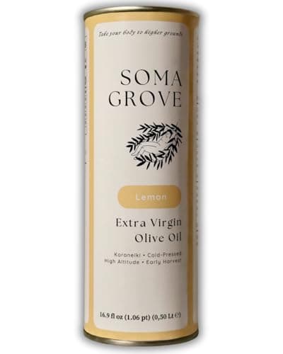 SOMA GROVE High Polyphenol Lemon-Infused Extra Virgin Olive Oil (750+ mg/kg) - Lab-Tested Greek Koroneiki for Daily Longevity & Antioxidant Support - Zakynthos Mountain Origin - 16.9oz - 2024/25 Harvest