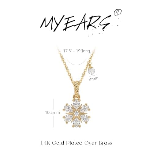 MYEARS Birthstone Necklace for Women 14K Gold Plated Dainty Purple Flower Pendant Necklace Cute Tiny Charm Birthday Gifts Jewelry for Women Trendy - February - Thumbnail 6