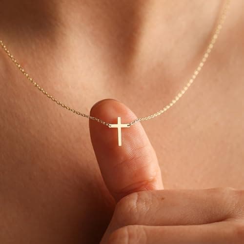 JNZSSWHJJH Cross Necklace for Women - 18K Gold Plated Womens Cross Necklace Gold Jewelry Easter Basket Essentials Stuffers Fillers Christian Religious Christmas Gifts for Women Teens - Thumbnail 3