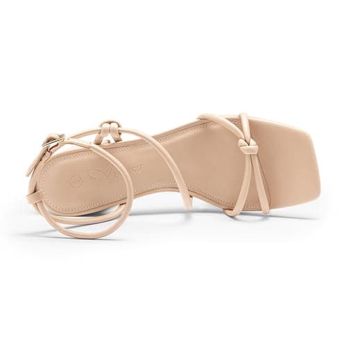Athlefit Nude Heels for Women Dressy Summer Chunky Block Heeled Sandals Comfortable Open Toe Strappy Heels Business Casual Dress Shoes for Party Wedding Prom 8.5 - Thumbnail 6