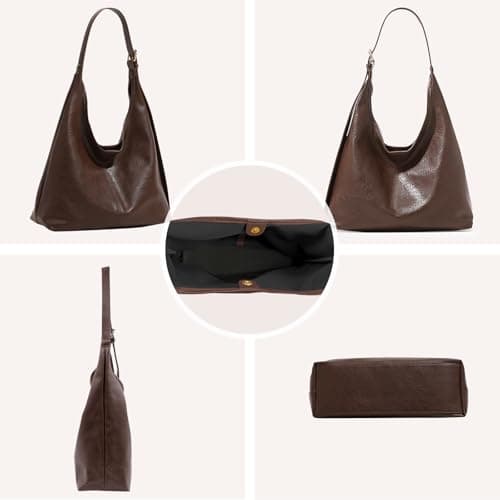 MaijjLyn Hobo Bags for Women Tote Bag Retro PU Leather Shoulder Handbags Slouchy Crossbody Hobo Purses with Coin Purse 2PCS Brown - Thumbnail 6