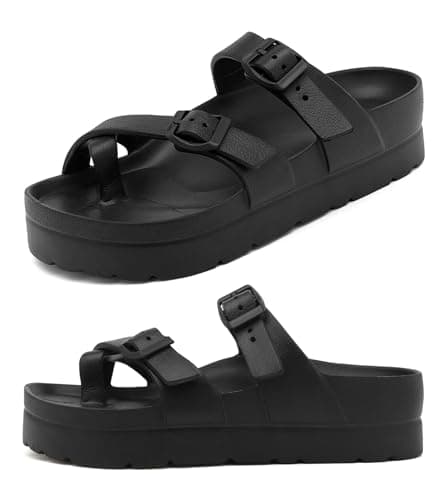 Haifago Women's Platform Sandals with Arch Support, Adjustable Toe Loop Strap Slides Beach Summer Essential Thong Sandals Comfortable - Image 1