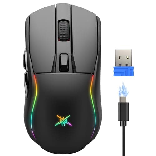 TECKNET Tri-Mode Wireless Gaming Mouse, RGB Backlit Bluetooth 5.0/2.4G/USB-C Rechargeable Ergonomic Mouse with 6 Programmable Buttons, 24000 DPI, 1000Hz Polling Rate, for PC Laptop Mac Gamer - Image 1