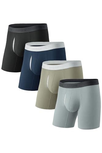 GOOTUCH Men Boxer Briefs, Moisture Wicking Breathable Underwear For Men, Silver-Ion Tech Underwear, Stretch 6.5 inch Long Leg (Black/Gray/Dark Blue/Green, M) - Image 1
