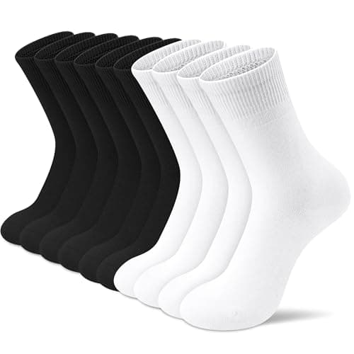 Amutost Women's Thin Cotton Crew Socks – Non-Slip Heel, Breathable & Moisture-Wicking,5-Pack Anti-Slip for Workouts,Casual,Durable Washable Design
