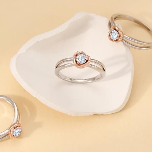 Fimewon Silver Rings for Women Non Tarnish Dainty Cubic Zirconia Rings Bithday Gifts for Women Size 7 - Thumbnail 5