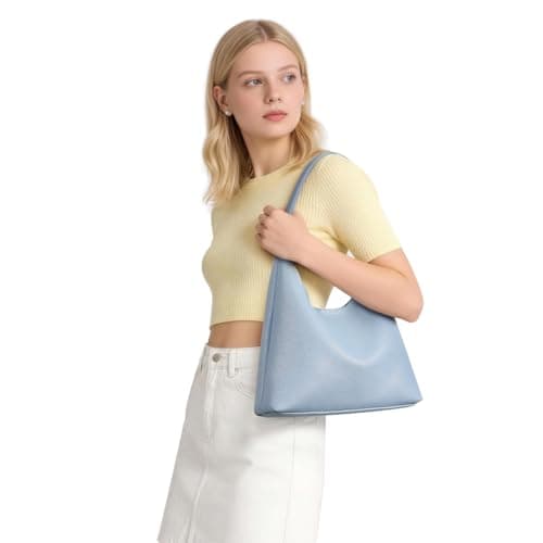 Shoulder Bag for Women, Small Slouchy Hobo Purse, Soft Vegan Leather Hobo Bag Handbag, Trendy Everyday Tote Style, 11'' (28cm) - Thumbnail 2