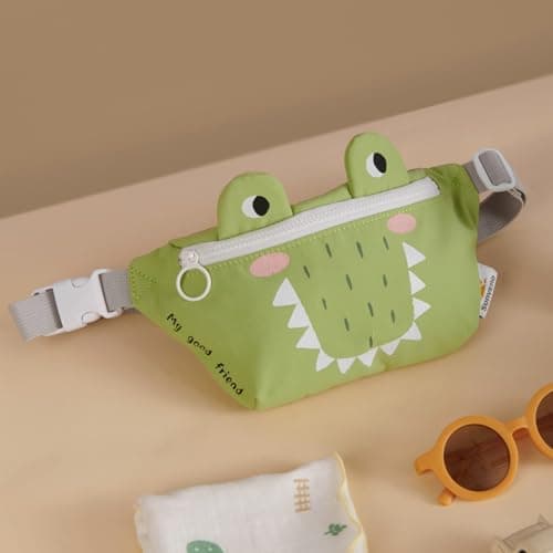 SUNVENO Kids Fanny Pack, Cute Crocodile Cartoon Waist Bag for Boys & Girls, Adjustable Crossbody Belt Pouch Ages 2-8, Travel Beach & Birthday Gift - Thumbnail 4