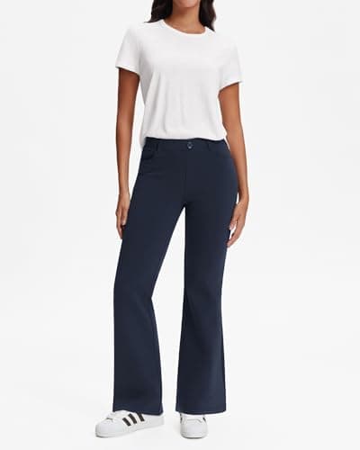 Stelle Womens 30" Dress Pants Bootcut Flare Business Casual Work Pants with Pockets Pull On Slacks Office Navy XX-Small - Thumbnail 4