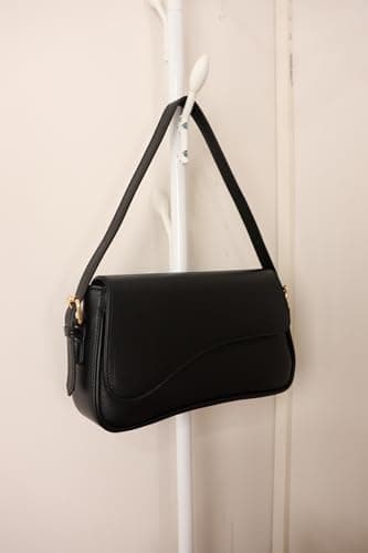 Barabum Shoulder Bag for Women,Y2K Trendy Purse Vegan Leather Hobo Handbags,Clutch Saddle Bag with 2 Removable Straps (Black) - Thumbnail 6