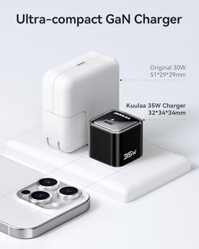 Kuulaa USB C Charger Block 35W iPhone Charger Fast Charging GaN PPS Compact Wall Chargers Block, USB-C Power Adapter for iPhone 17/16/15/14/13, Galaxy S25/S24/S23 (Black) - Thumbnail 3