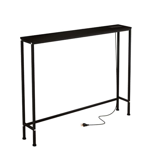 Azaeahom 39" Narrow Console Table,Sofa Table with Charging Station, Narrow Long Entryway Table，Behind Couch Table,for Living Room, Hallway, Foyer(1,Black) - Image 1