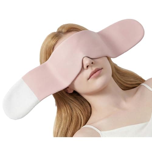 SilkCielo Weighted Sleep Mask Hot Cold Compress Eye Mask Pressure Relief Eye Pillow Ease Migraine Eye Fatigue for Night Sleep Travel - Pink