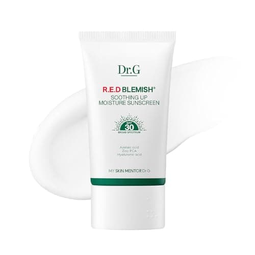 Dr. G R.E.D. Blemish Soothing Up Moisture Sunscreen - Korean Sunscreen with No White Cast - Broad Spectrum SPF for Sensitive Skin - Non-Greasy - With Hyaluronic & Azelaic Acid - 1.69 fl oz - Image 1