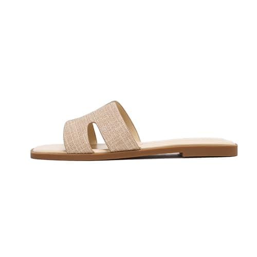 Stratuxx Kaze Open Toe Flat Dress Sandals Womens Slides Comfortable Summer Black, White, Beach Vacation Sandals for Women - Thumbnail 4