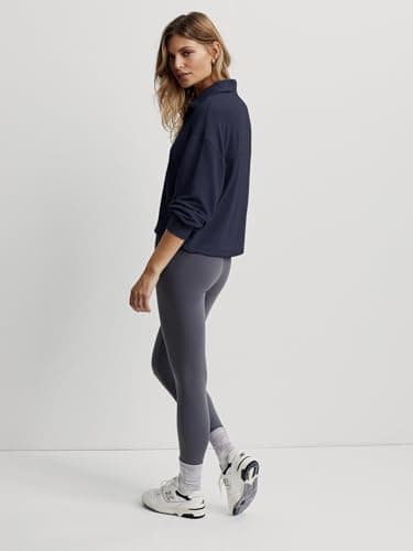 COCOMARTS Womens Sweatshirts Half Zip Pullover Drawstring Waist Sweaters Quarter Zipper Hoodies 2025 Fall Winter Fashion Clothes Outfit Navy Blue X-Large - Thumbnail 6