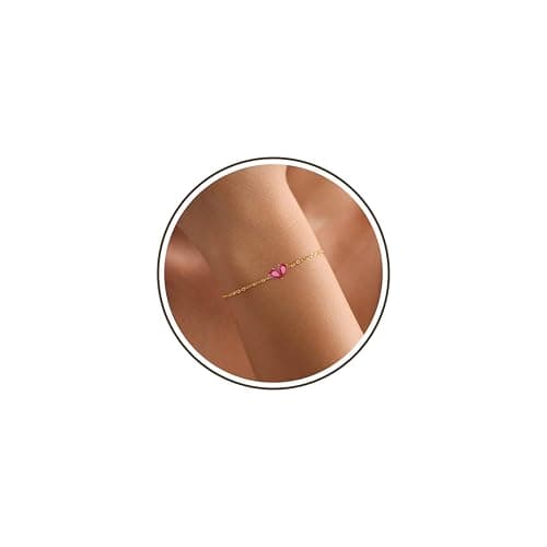 Birthday Gift for Women, 14K Gold Plated Birthstone Bracelets for Women 16 Year Old Birthday Gift Ideas Dainty July Birthstone Jewelry - Image 1