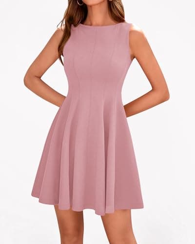 BTFBM Summer Dresses for Women 2026 Elegant Classy Formal A Line Sleeveless Party Cocktail Mini Dress Fashion Clothing(Pink, Large) - Thumbnail 5