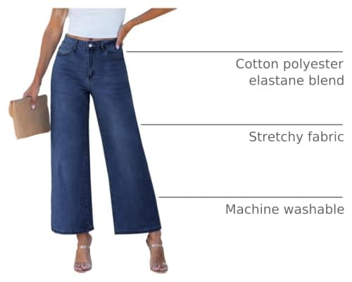 luvamia Wide Leg Jeans Woman Trendy Cropped Jeans for Women Baggy Jeans Classic Blue Wide Leg Jeans Women High Waisted Wide Leg Pants Women Jeans Women Baggy Jeans Size X-Large Fits Size 16 Size 18 - Thumbnail 4
