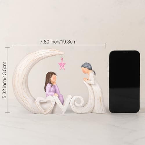VOFSTAND for Mom from Daughter Son, Mother Daughter Figurine Gift, I Love You to The Moon and Back Statue, Birthday for Mom, Sentimental Home Decor - Thumbnail 3